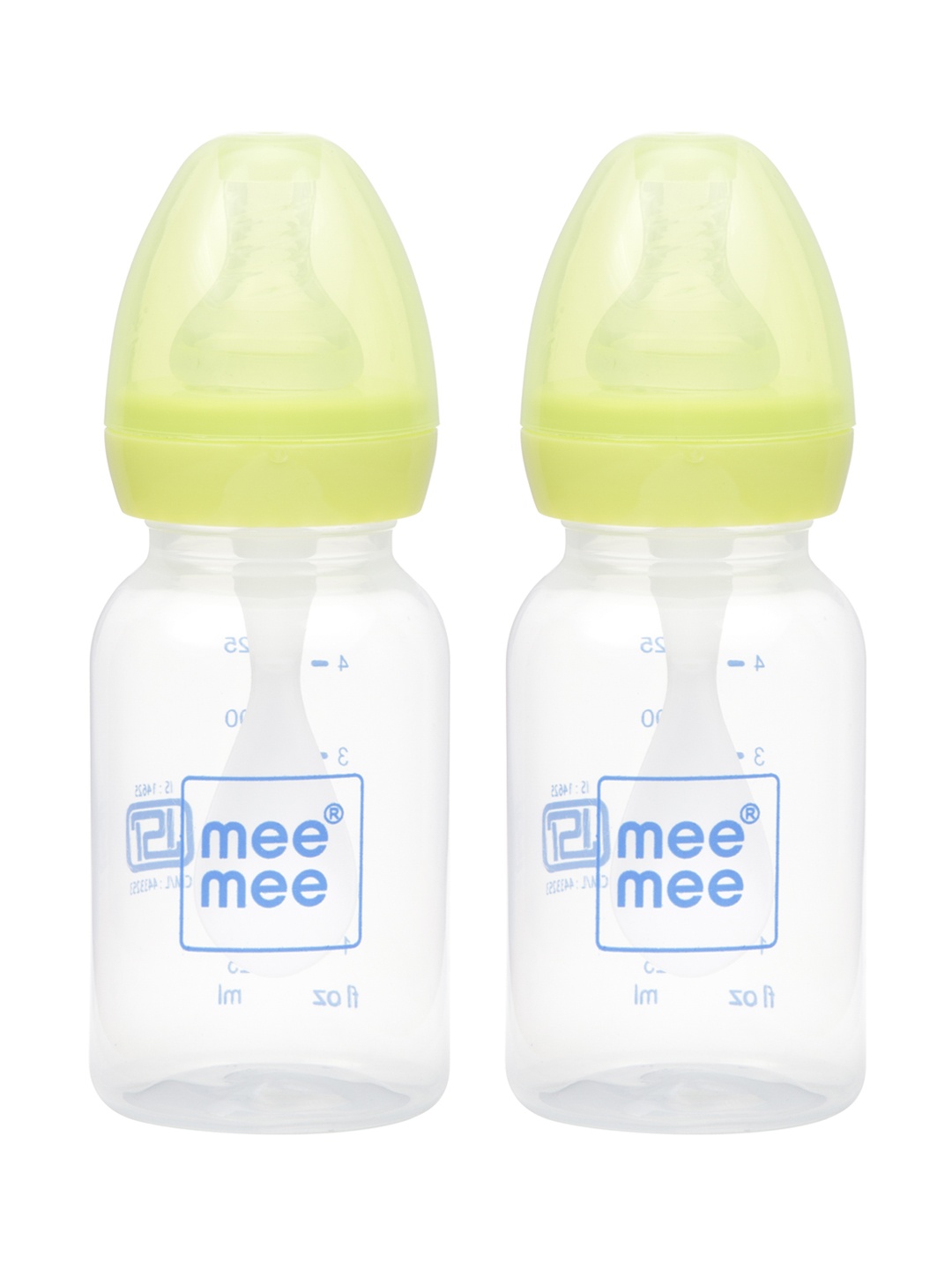 

MeeMee Kids Pack of 2 Yellow & White Baby Feeding Bottle with Spoon 125 ml each