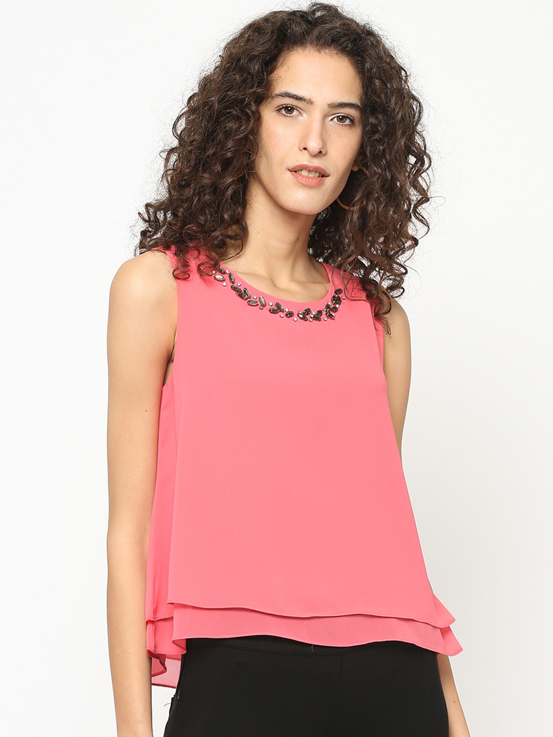 

Gipsy Women Pink Solid A-Line Top