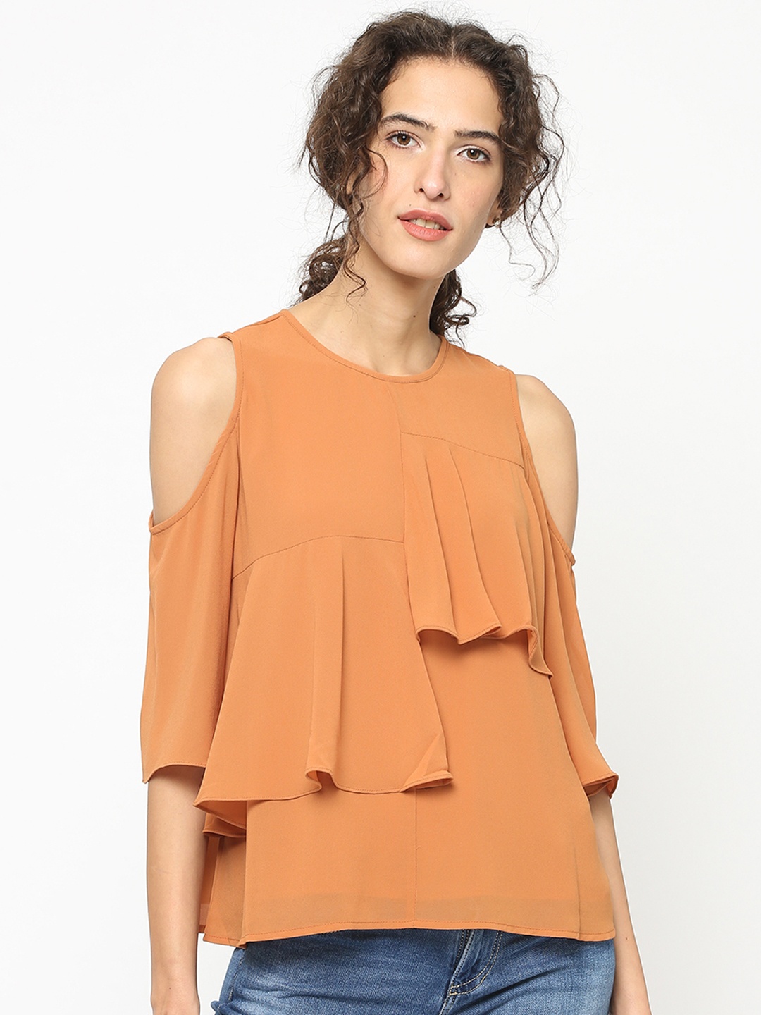 

Gipsy Women Brown Solid A-Line Top