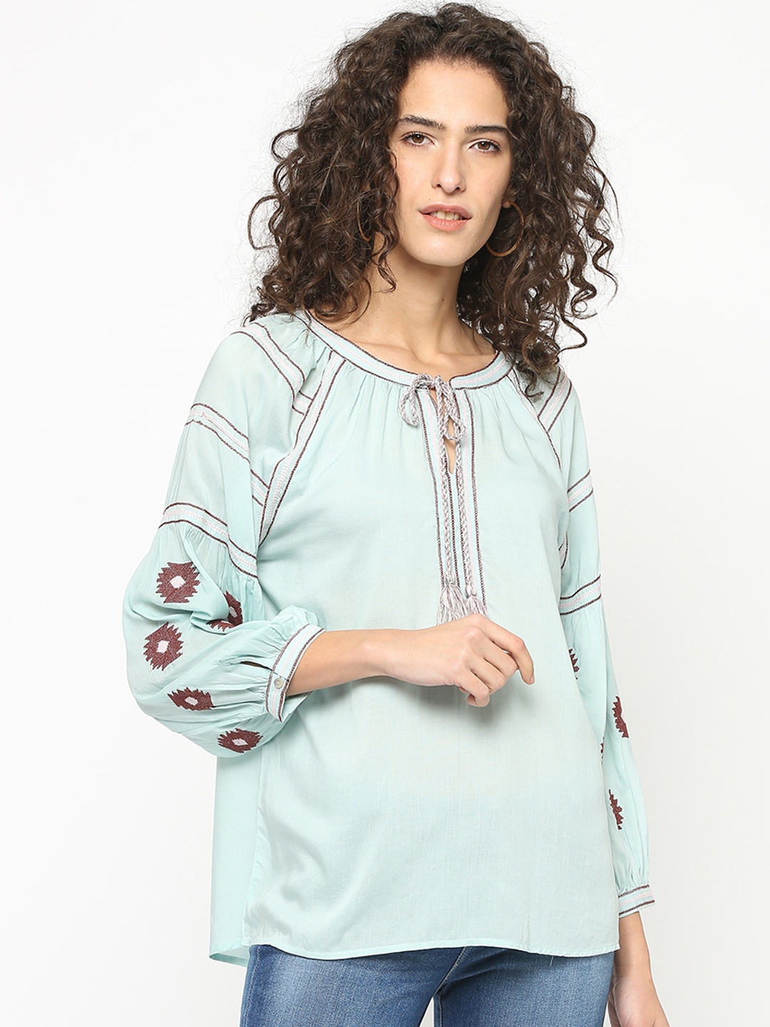 

Gipsy Women Lime Green Solid Top