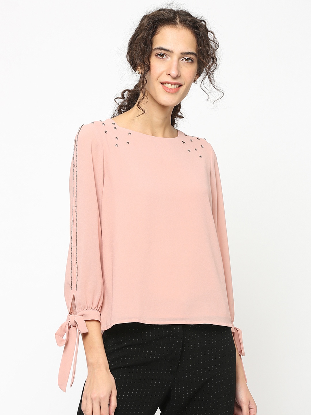 

Gipsy Women Pink Embellished A-Line Top