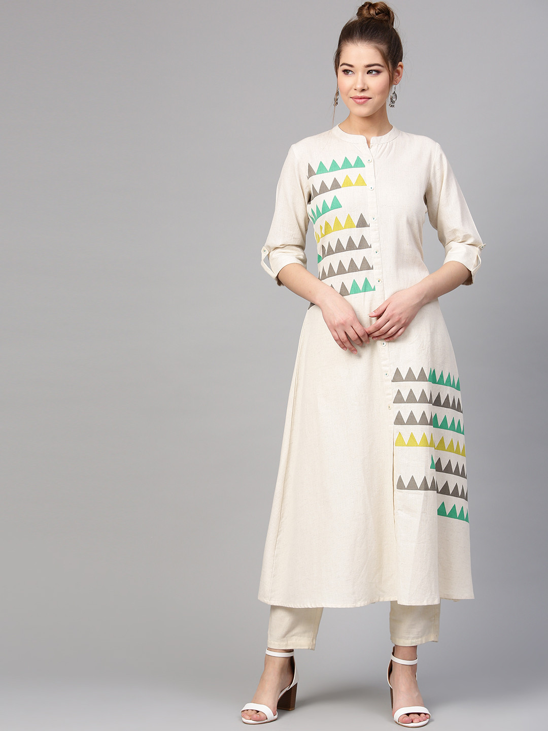 

Varanga Women Off-White Printed A-Line Kurta