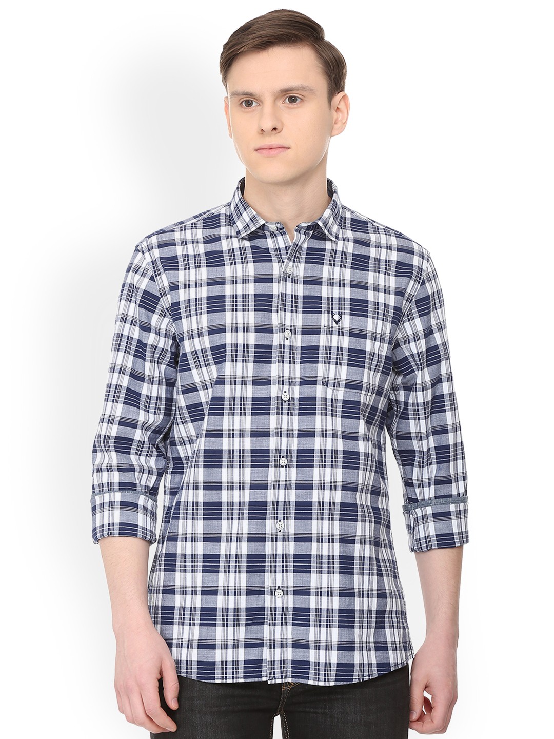 

Allen Solly Sport Men Blue & White Slim Fit Checked Casual Shirt