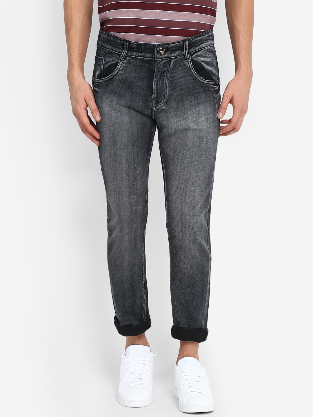 

Routeen Men Grey Slim Fit Mid-Rise Clean Look Stretchable Jeans
