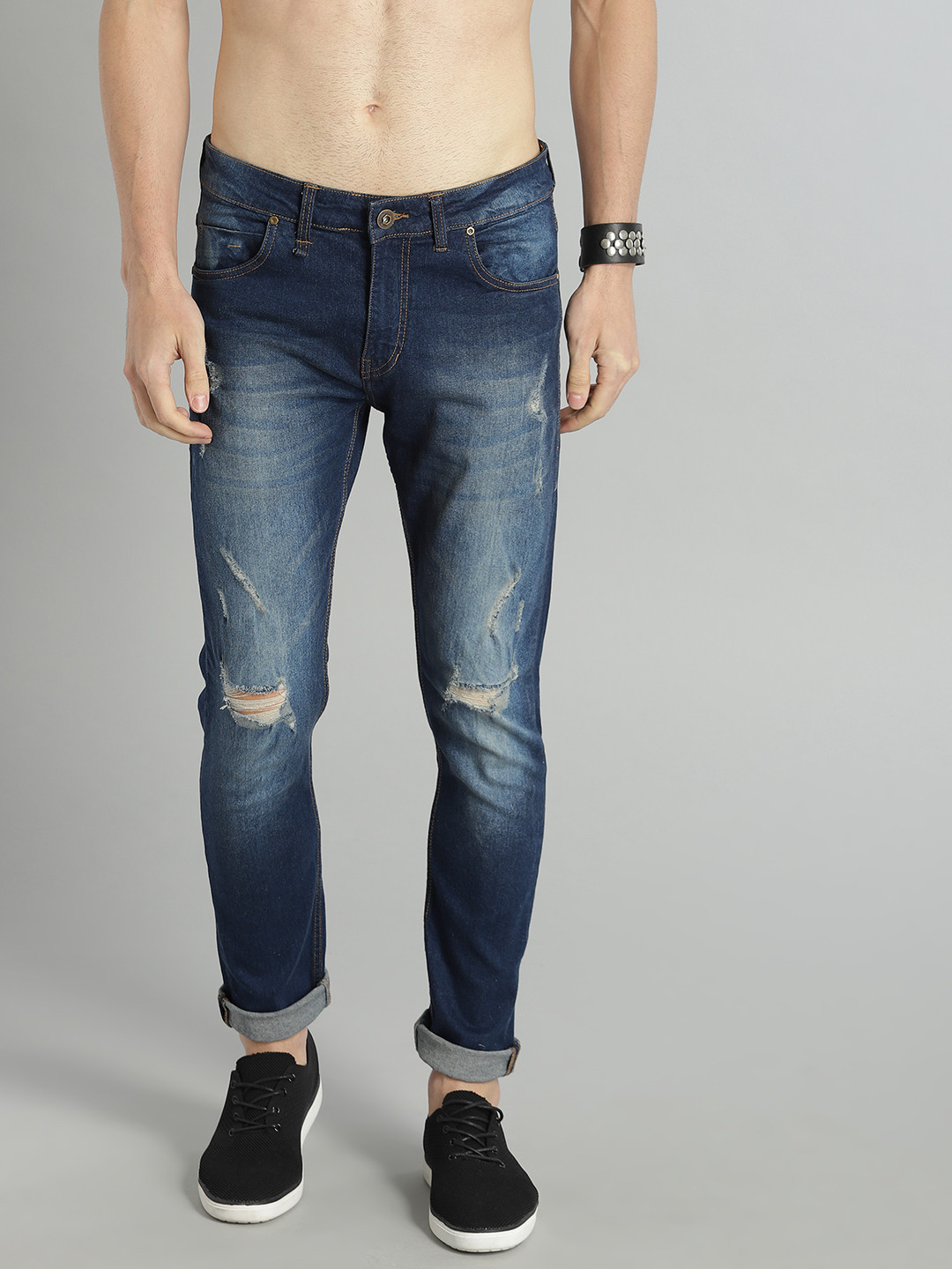 

Roadster Men Blue Skinny Fit Mid-Rise Mildly Distressed Stretchable Jeans
