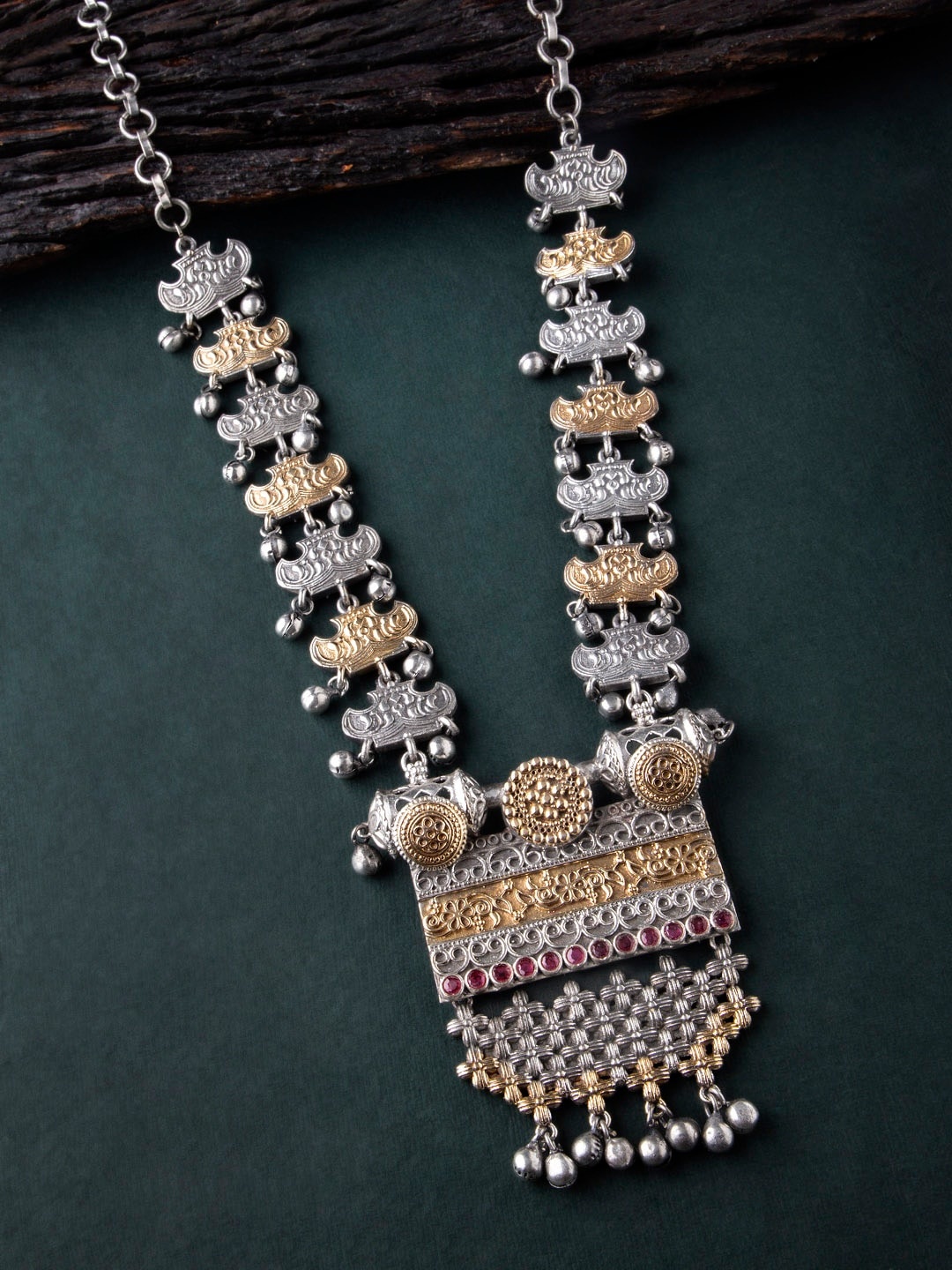 

Rubans Silver-Plated & Gold-Toned Alloy Temple Necklace