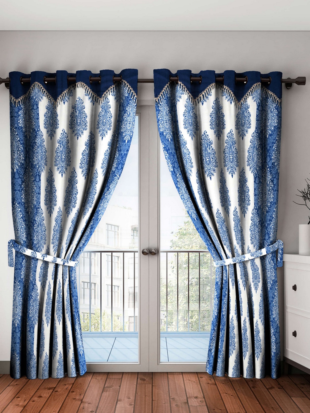 

Home Sizzler Blue & White Set of 2 Door Curtains