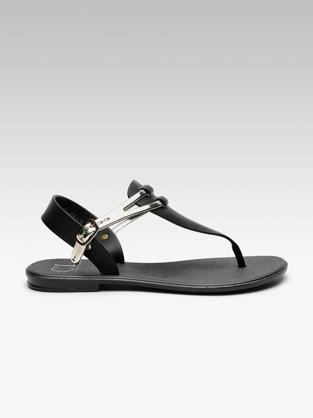 

Carlton London Women Black & Gold-Toned T-Strap Flats