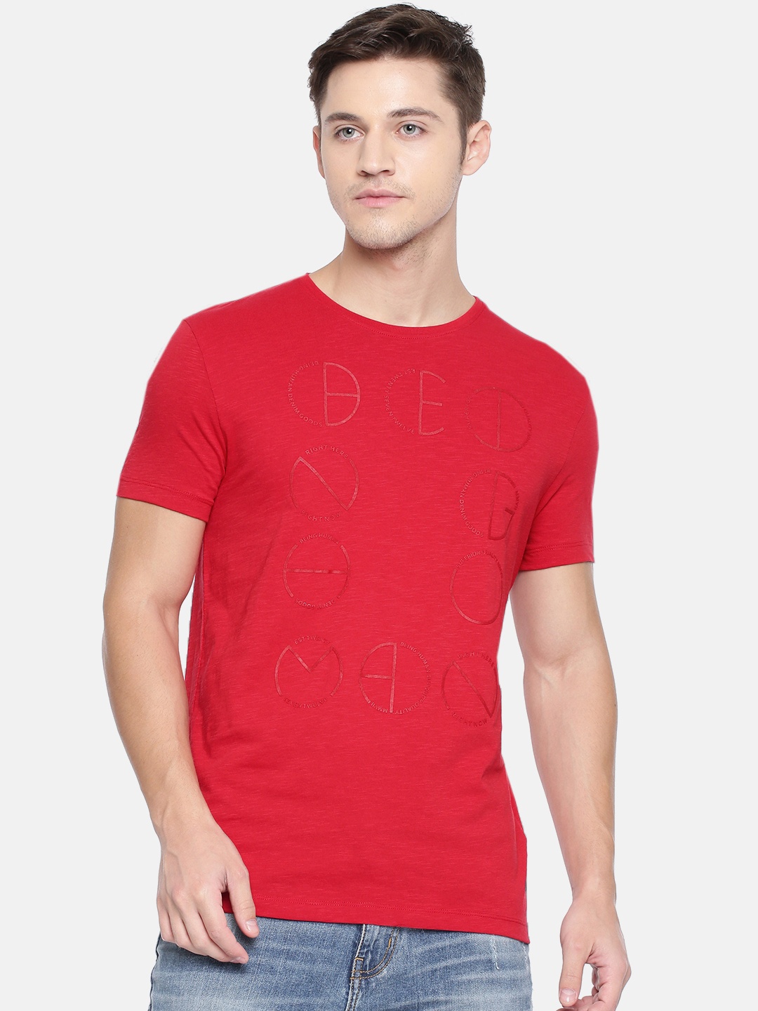 

Being Human Clothing Men Red Printed Round Neck T-shirt