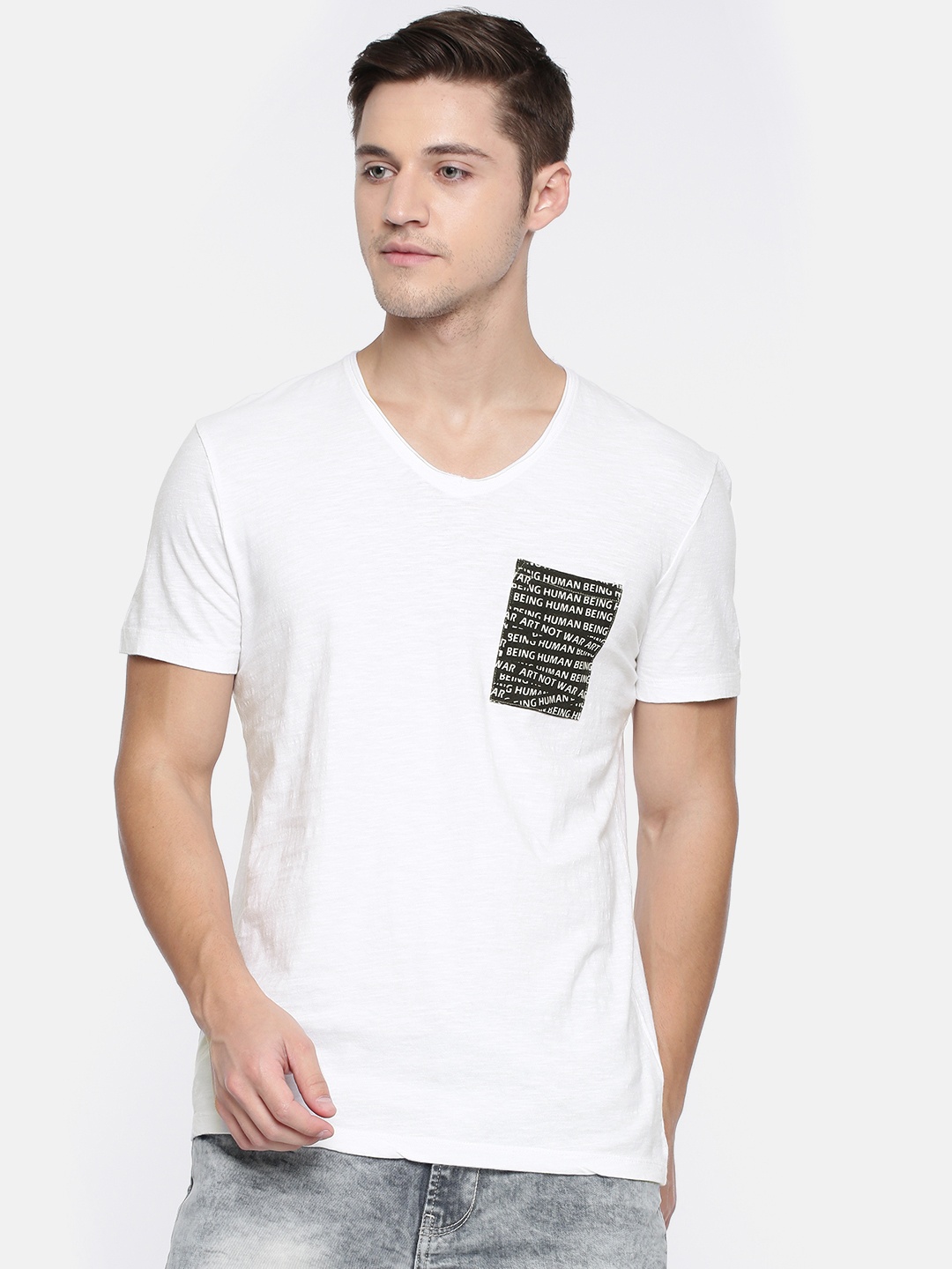 

Being Human Clothing Men White Solid T-shirt