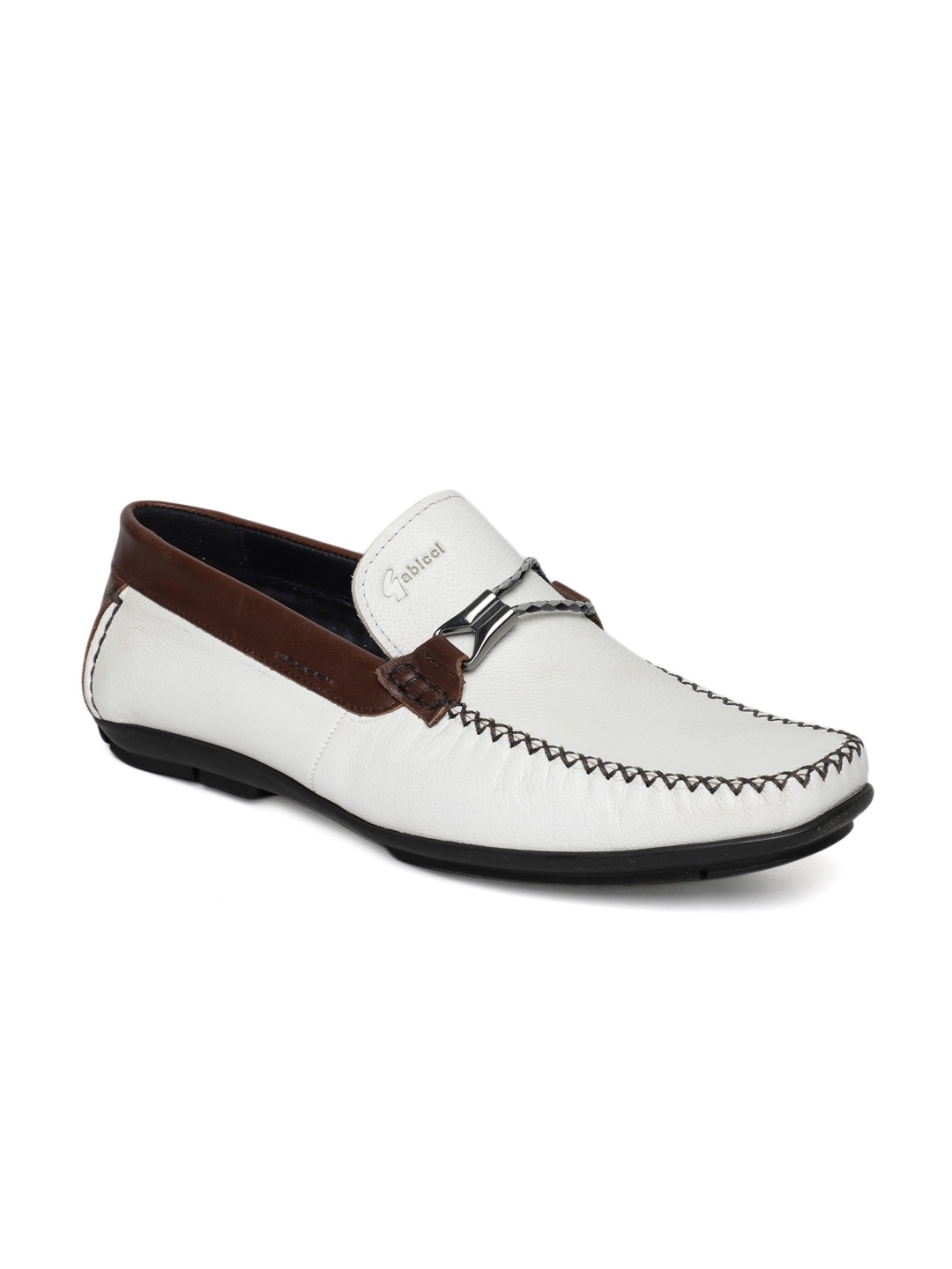 

GABICCI Men White Leather Loafers
