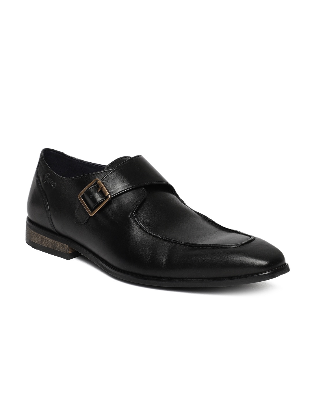 

GABICCI Men Black Leather Formal Monk Shoes