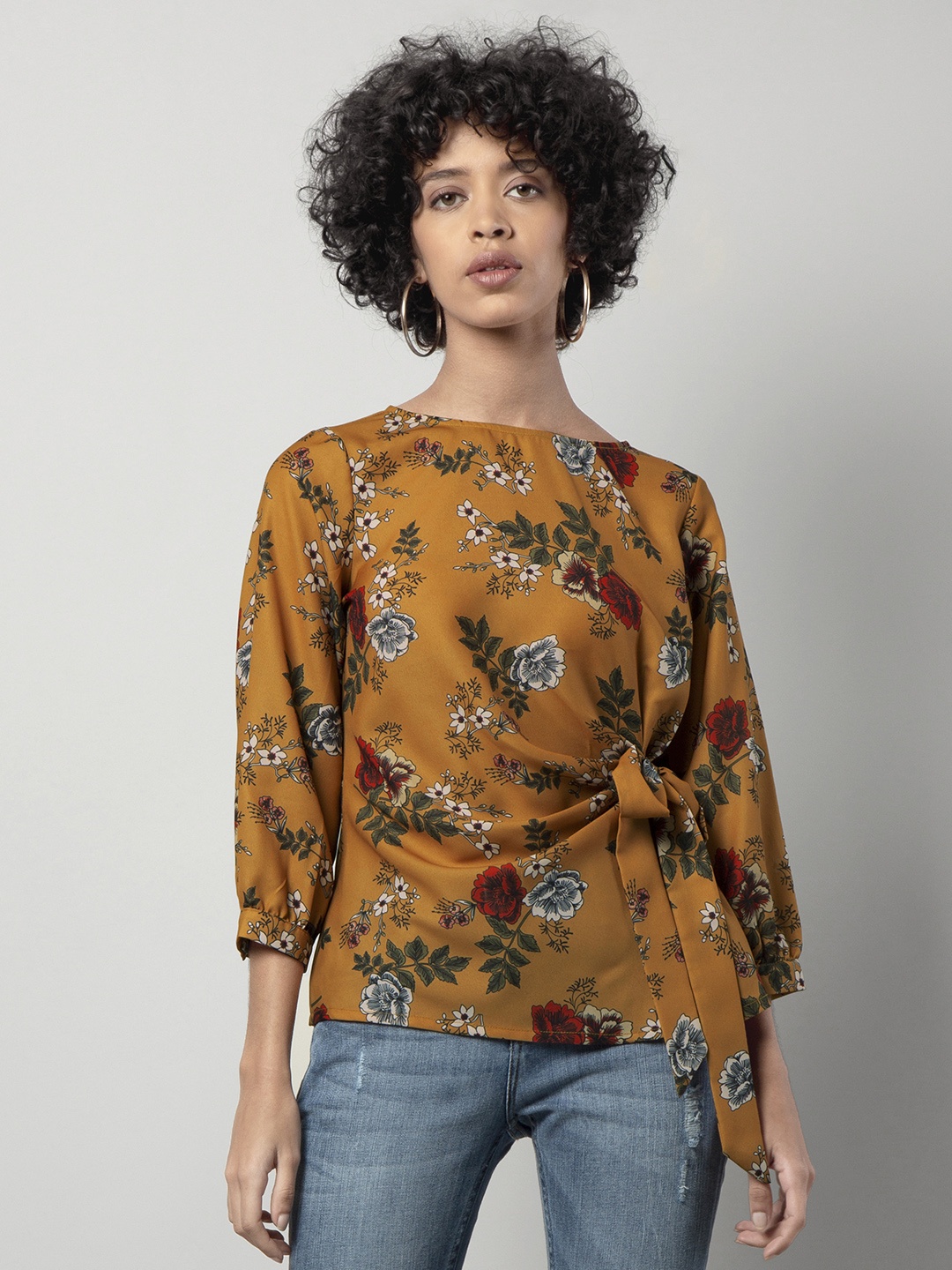 

FabAlley Women Yellow Printed Top