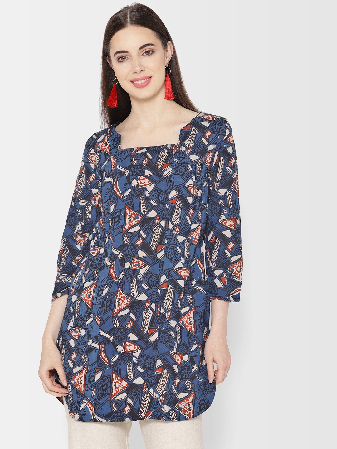 

Fabindia Blue Handblock Printed Tunic