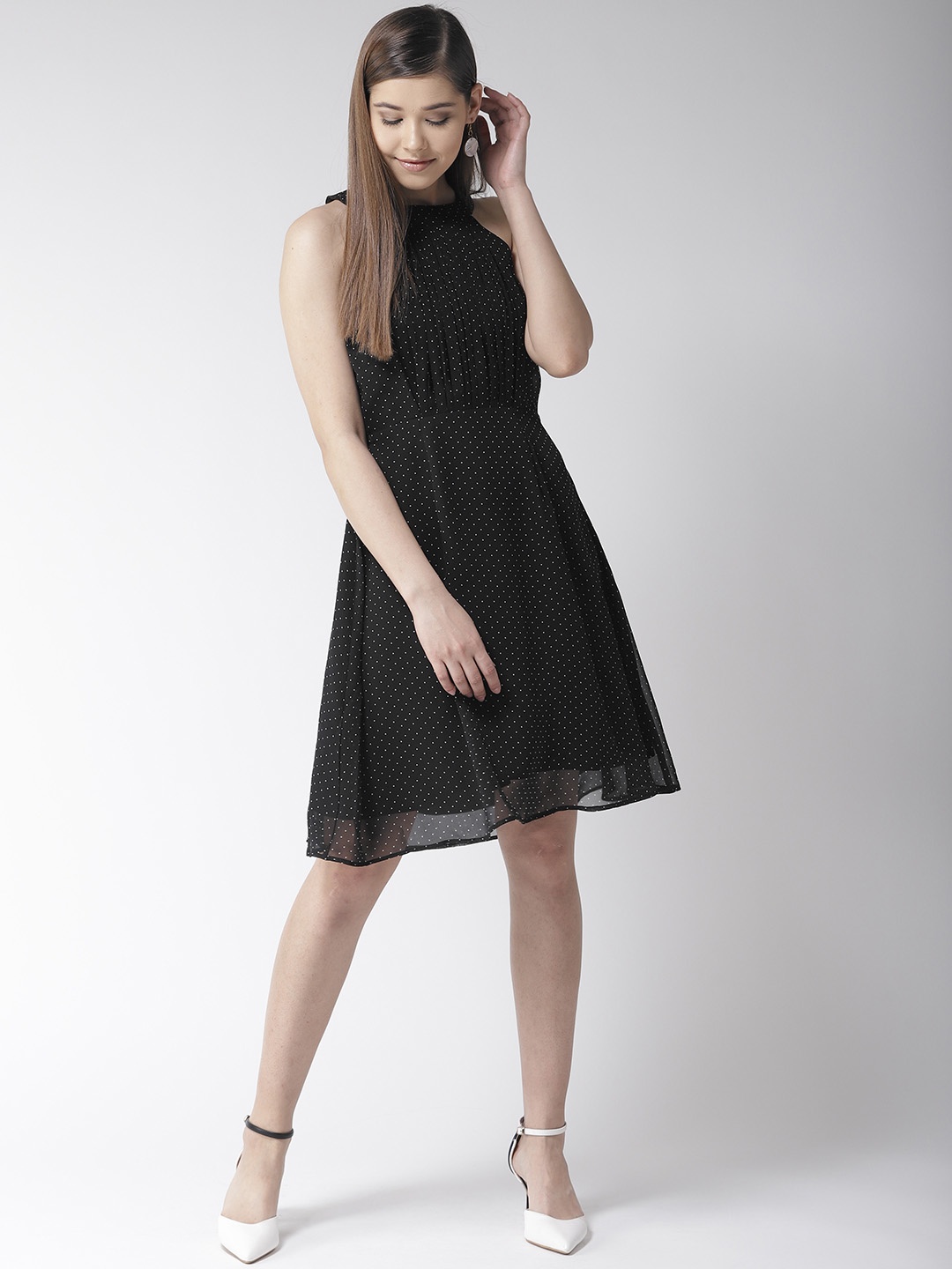 

MISH Women Black Printed Fit & Flare Dress
