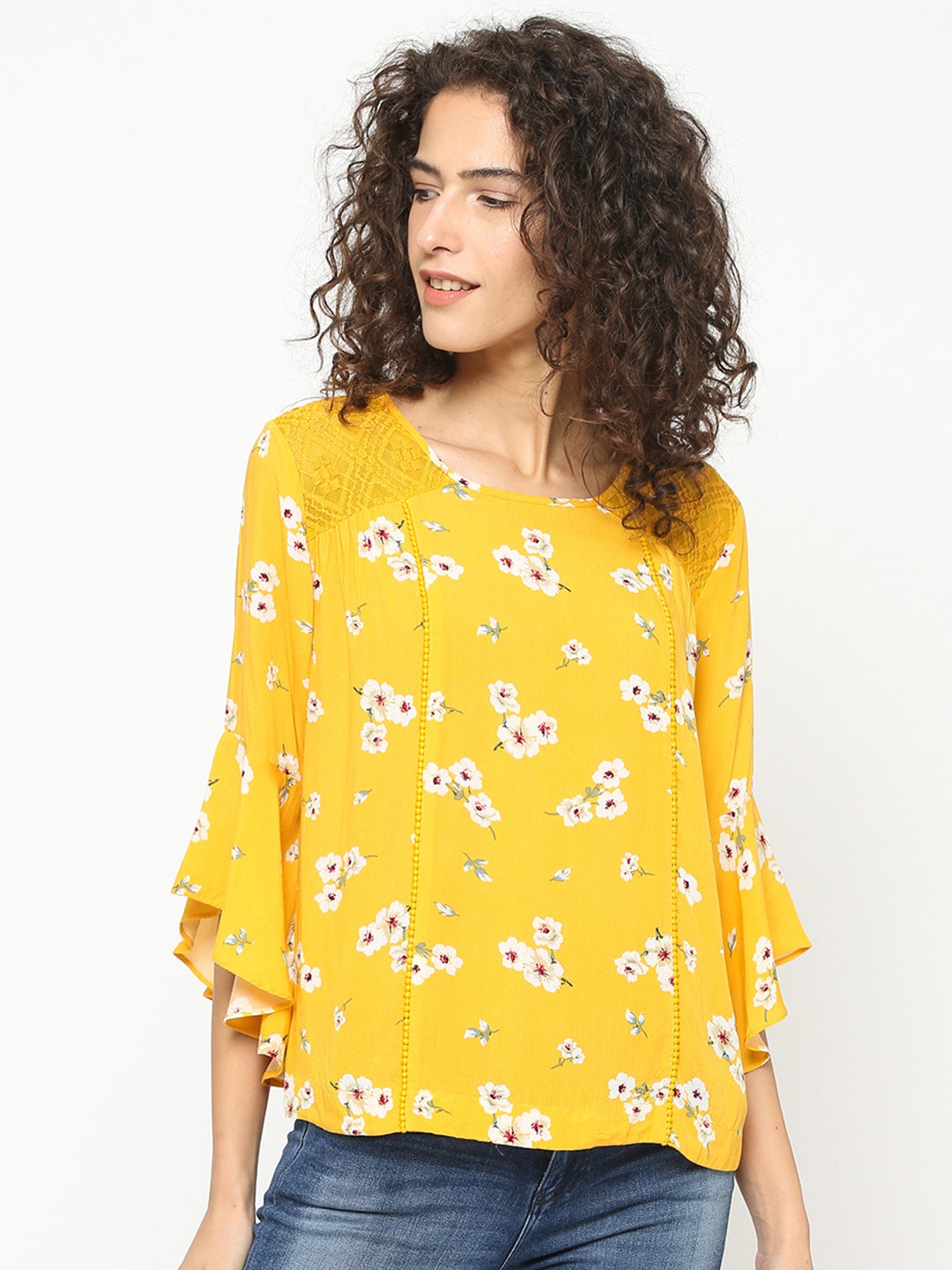 

Gipsy Women Yellow Printed Top