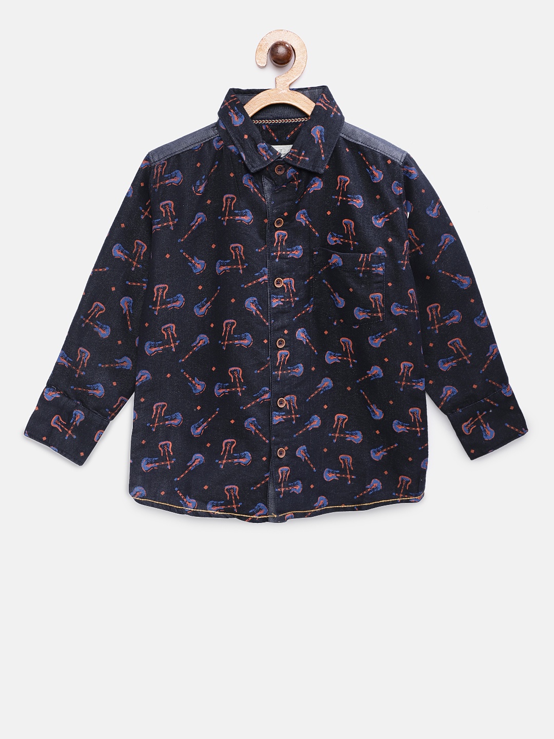 

TONYBOY Navy Blue Regular Fit Printed Casual Shirt