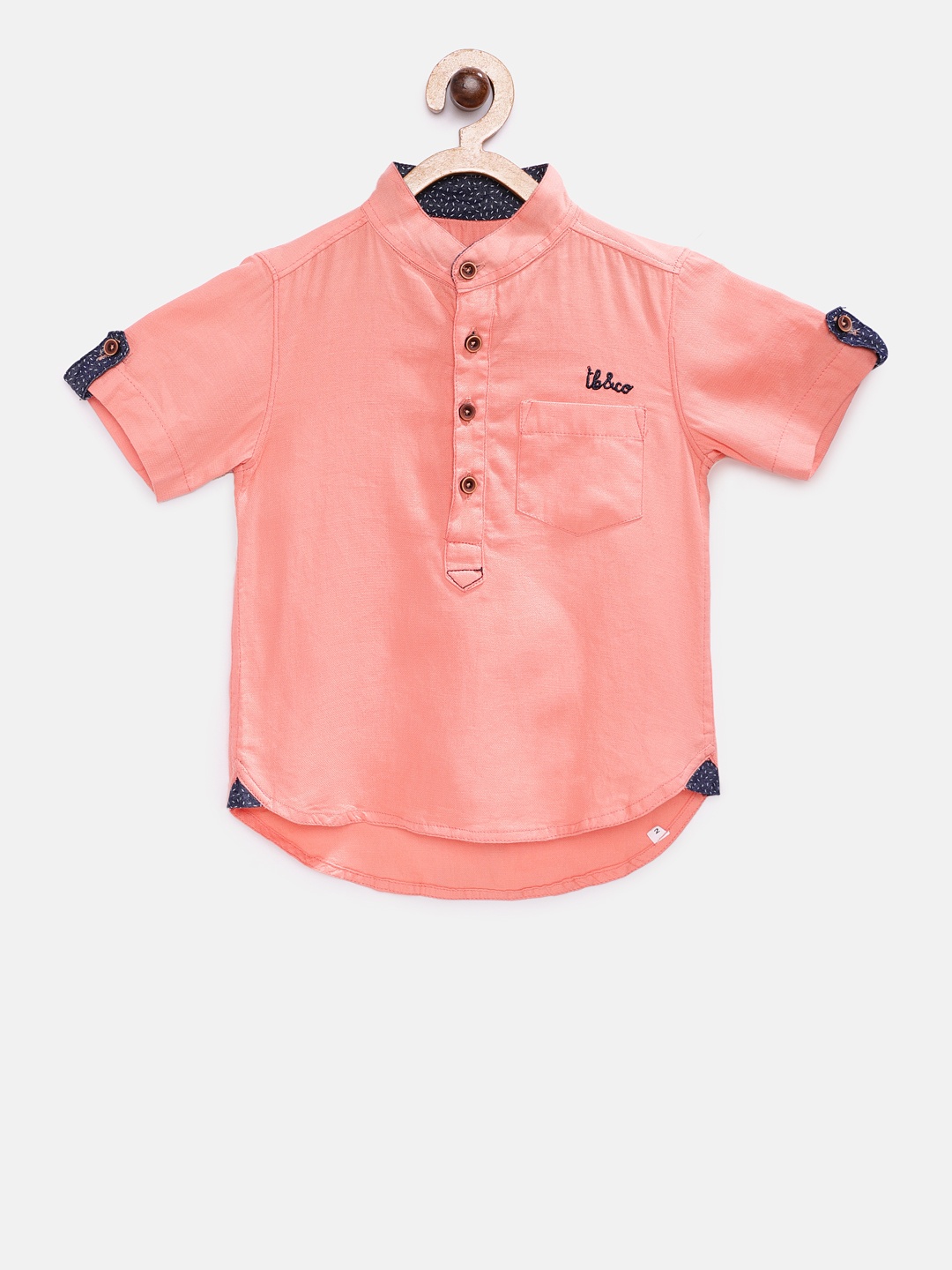 

TONYBOY Peach-Coloured Regular Fit Solid Casual Shirt