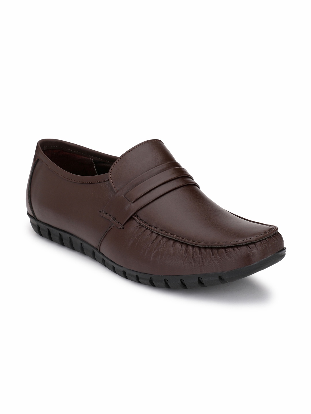 

Fentacia Men Brown Leather Formal Slip-On Shoes