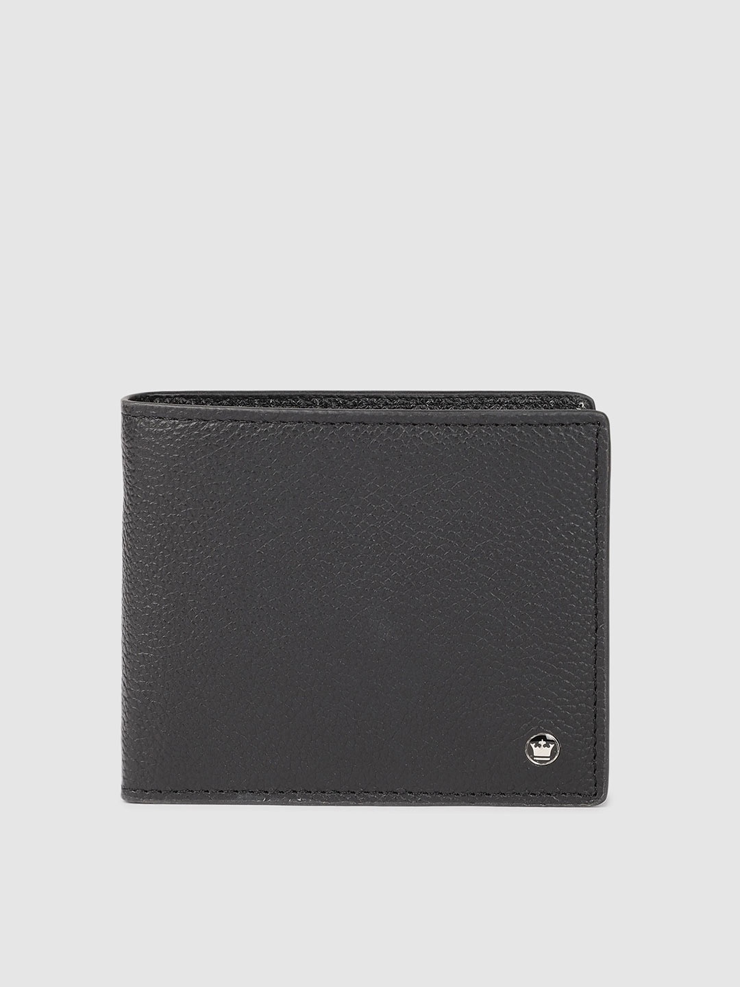 

Louis Philippe Men Black Solid Genuine Leather Two Fold Wallet