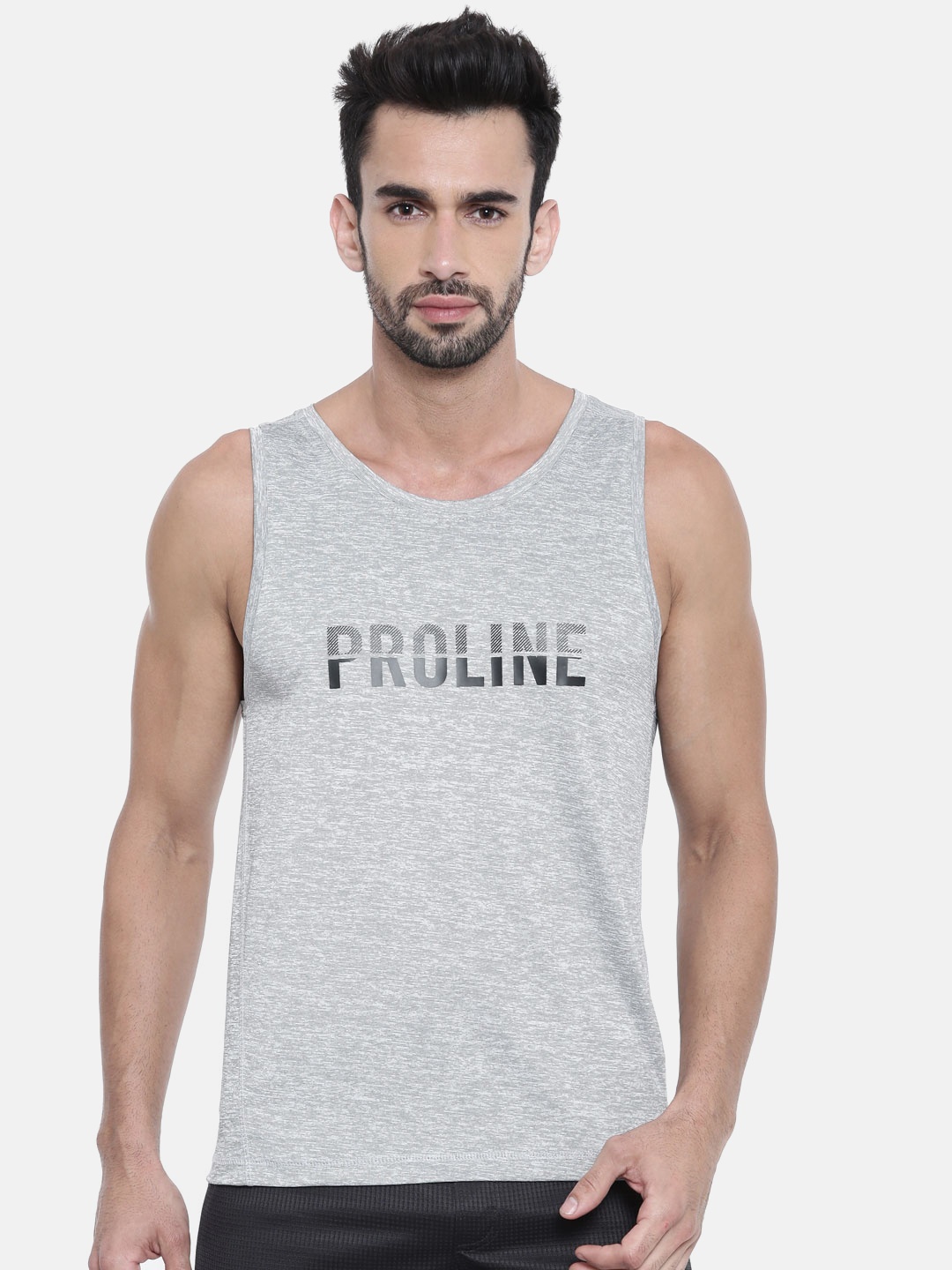 

Proline Active Men Ever Fresh Grey Melange Printed Round Neck T-shirt