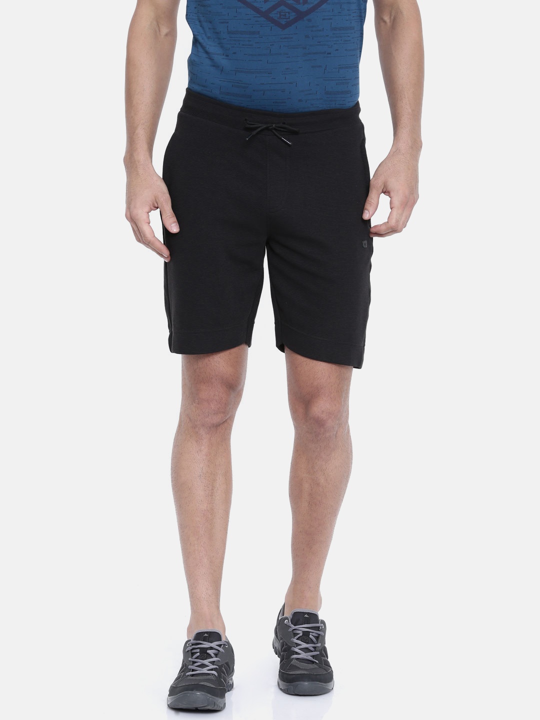 

Proline Active Men Urban Trots Black Self-Striped Regular Fit Sports Shorts