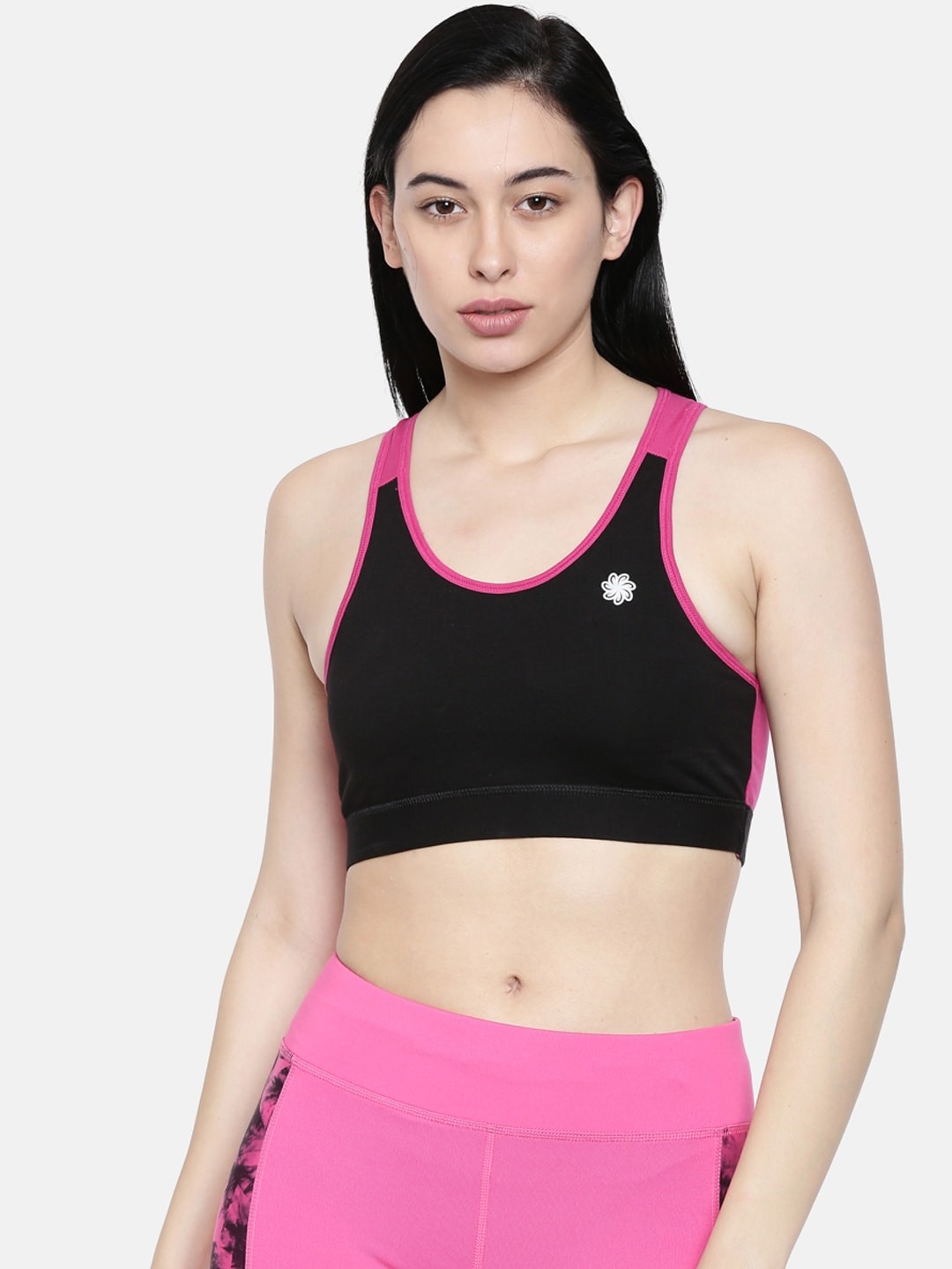 

Proline Active Black & Pink Colourblocked Non-Wired Lightly Padded Sports Bra
