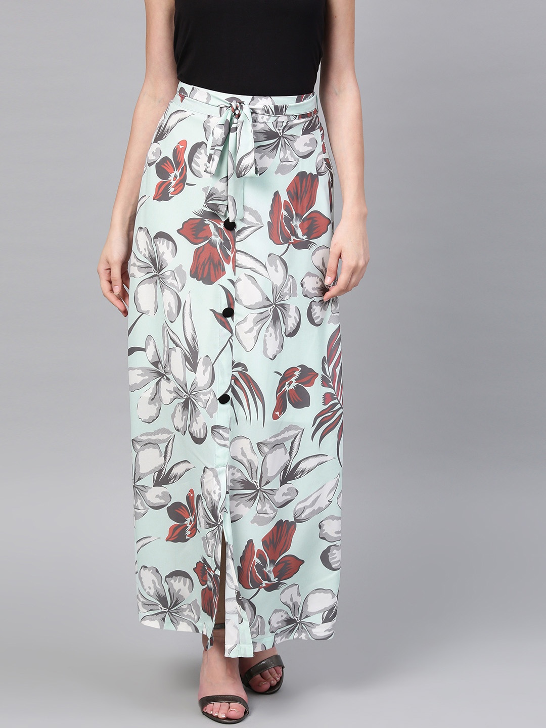 

Athena Women Blue & White Printed Maxi Skirt
