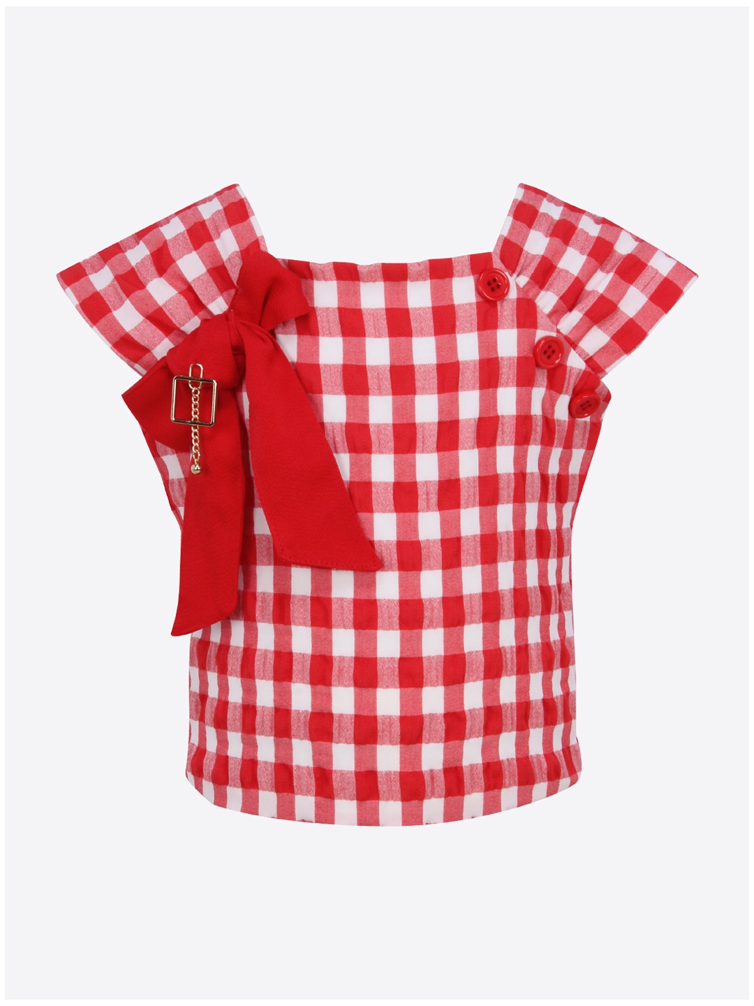 

CUTECUMBER Girls Red & White Checked Top
