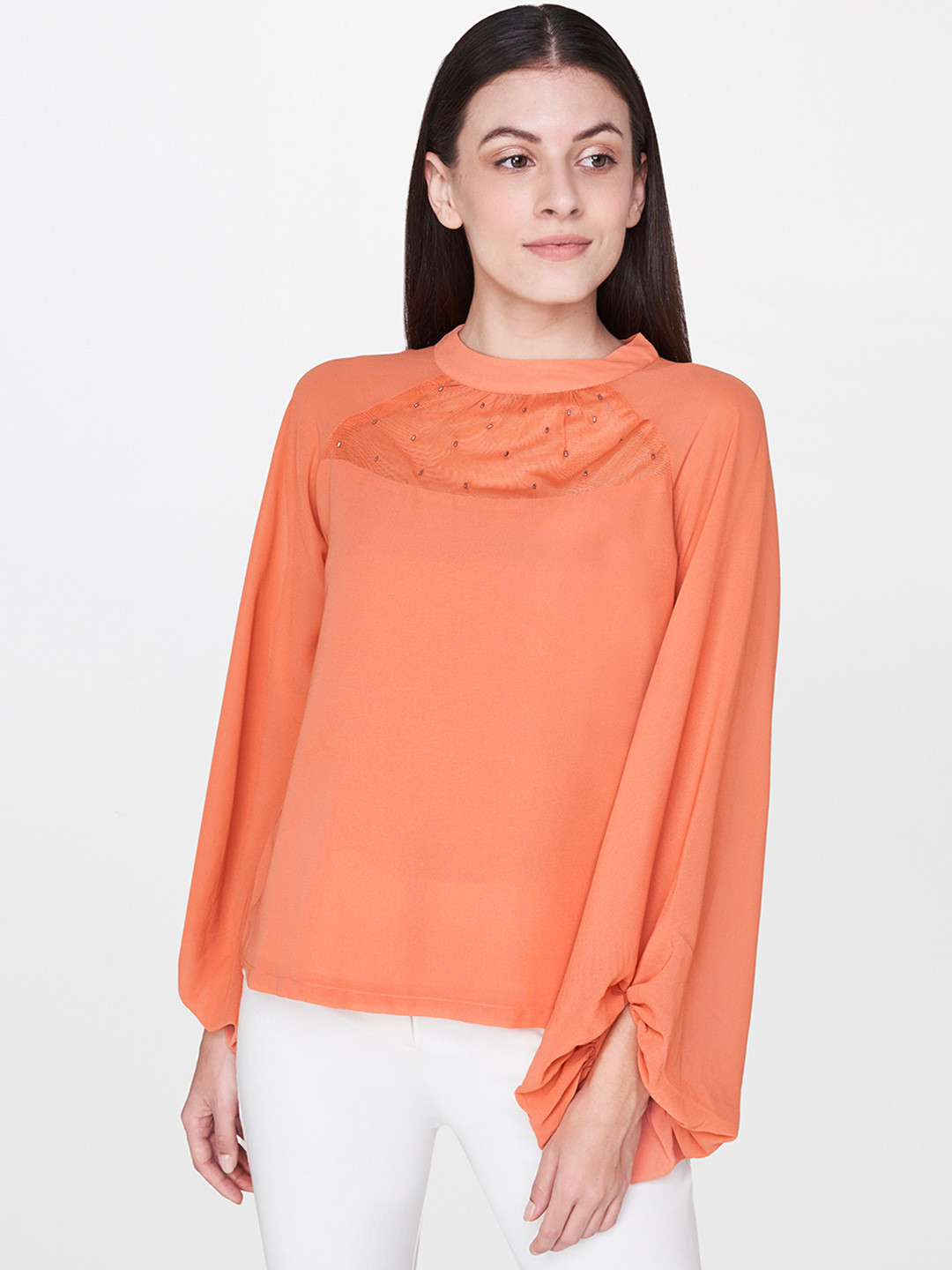 

AND Women Orange Solid Top