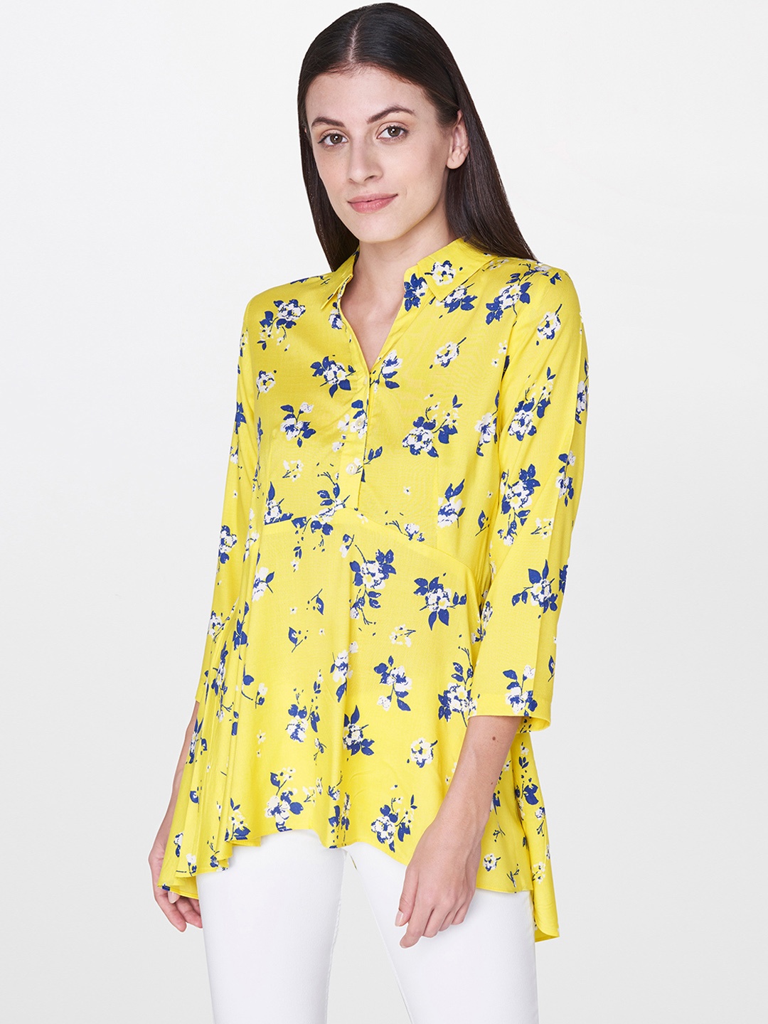 

AND Women Yellow Printed Top
