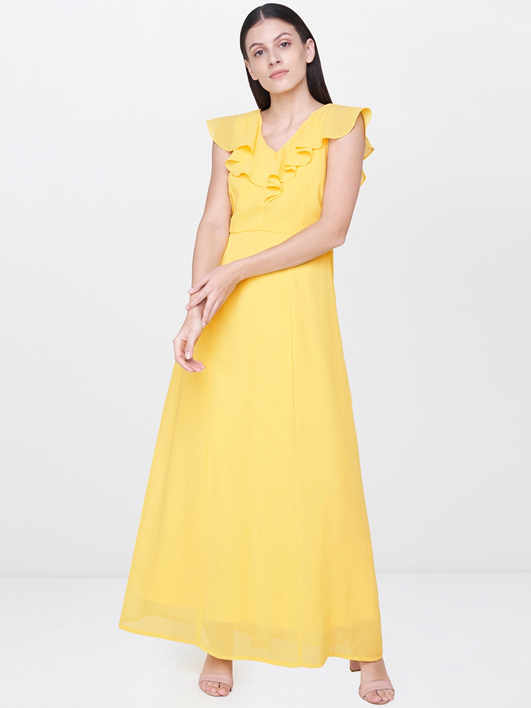 

AND Women Yellow Solid Maxi Dress
