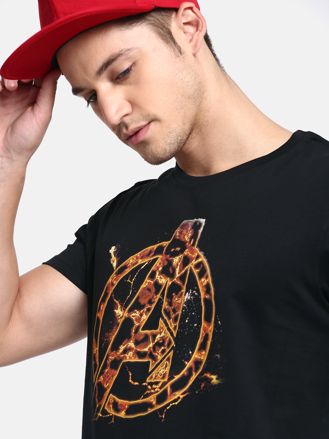 

Kook N Keech Marvel Men Black Printed Round Neck Pure Cotton T-shirt