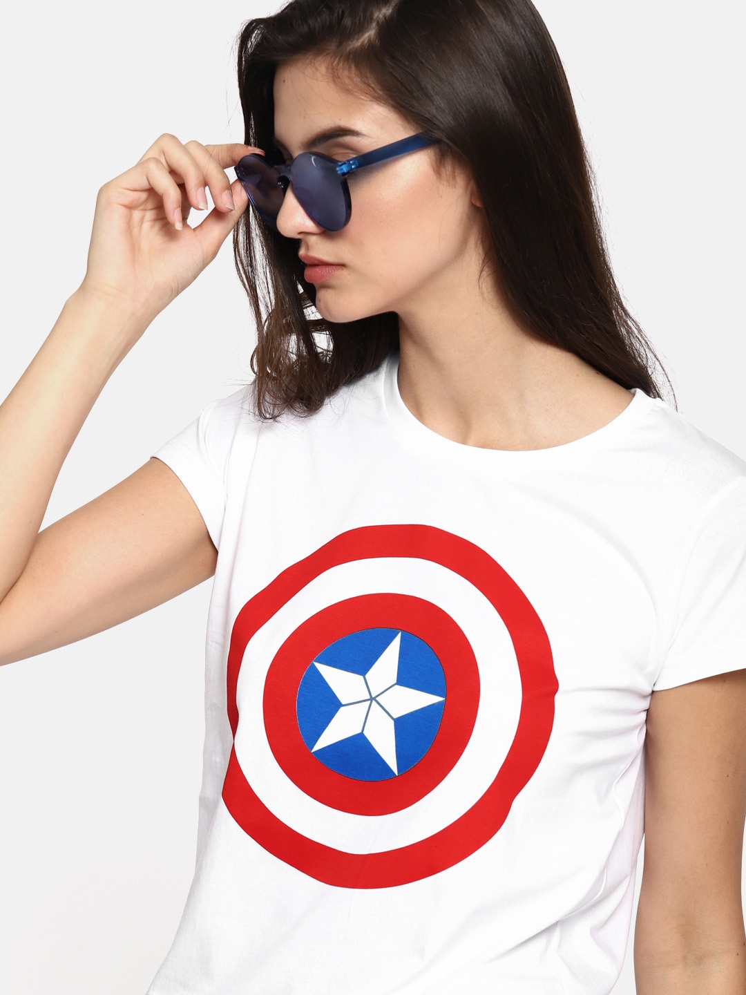 

Kook N Keech Marvel Women White Red Printed Round Neck Pure Cotton T-shirt