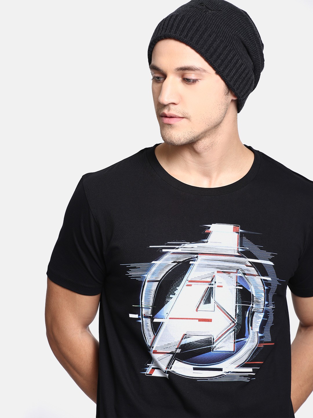 

Kook N Keech Marvel Men Black Printed Round Neck Pure Cotton T-shirt