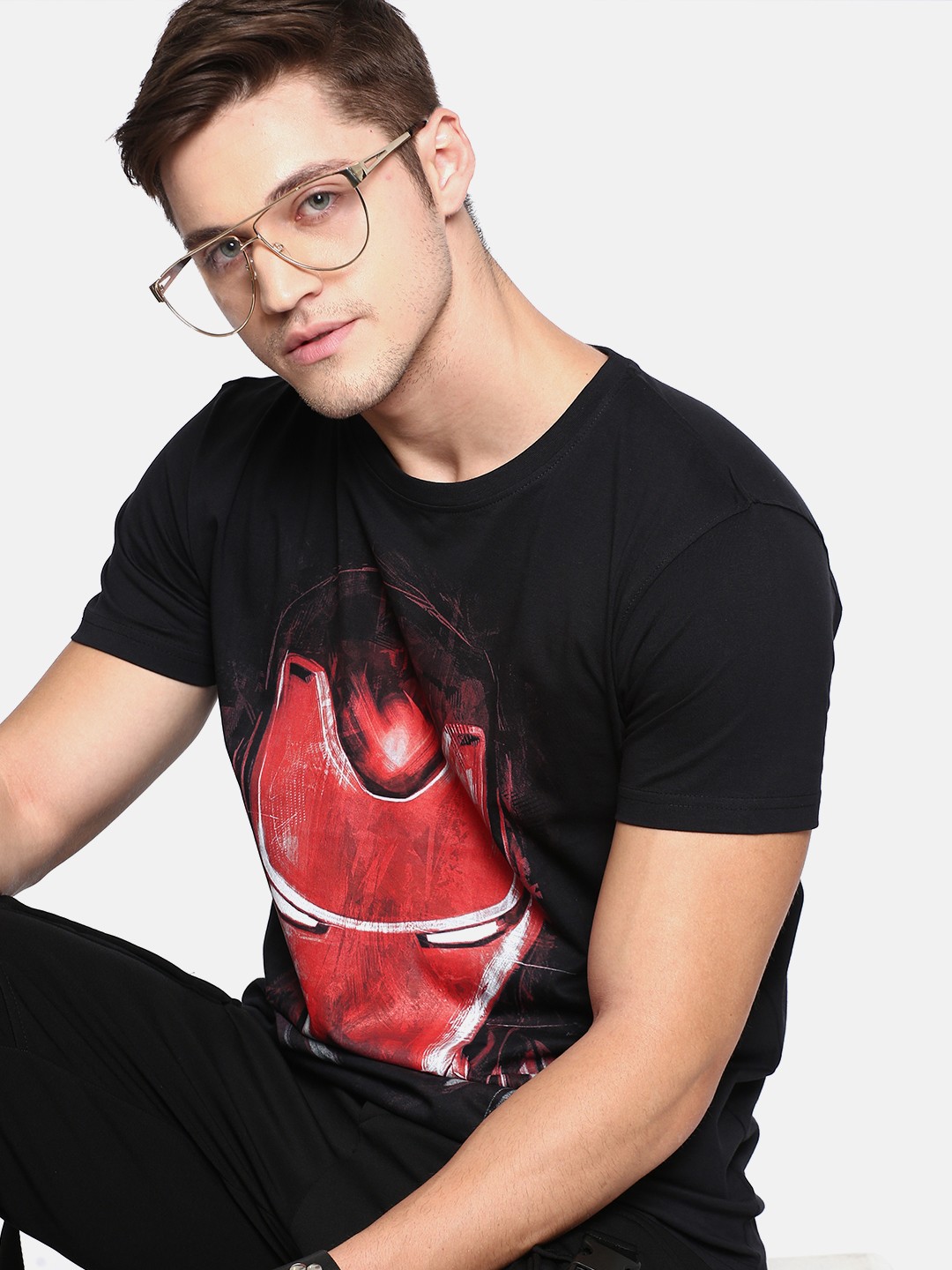 

Kook N Keech Marvel Men Black Printed Round Neck Pure Cotton T-shirt