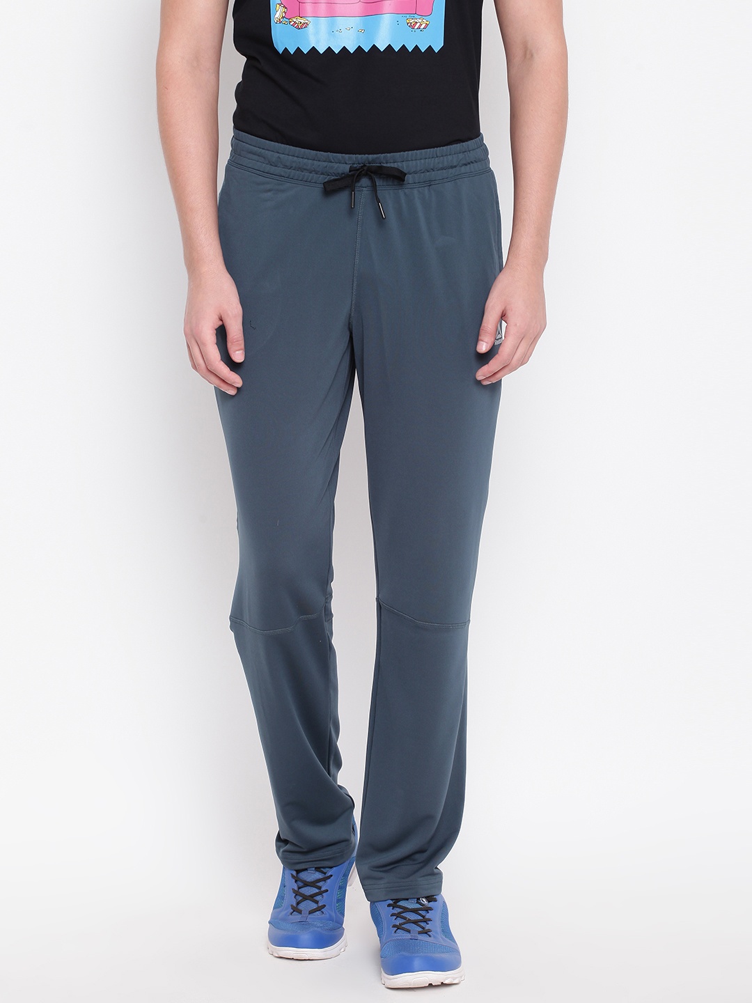

Reebok Men Charcoal Grey Solid Workout Training Track Pants