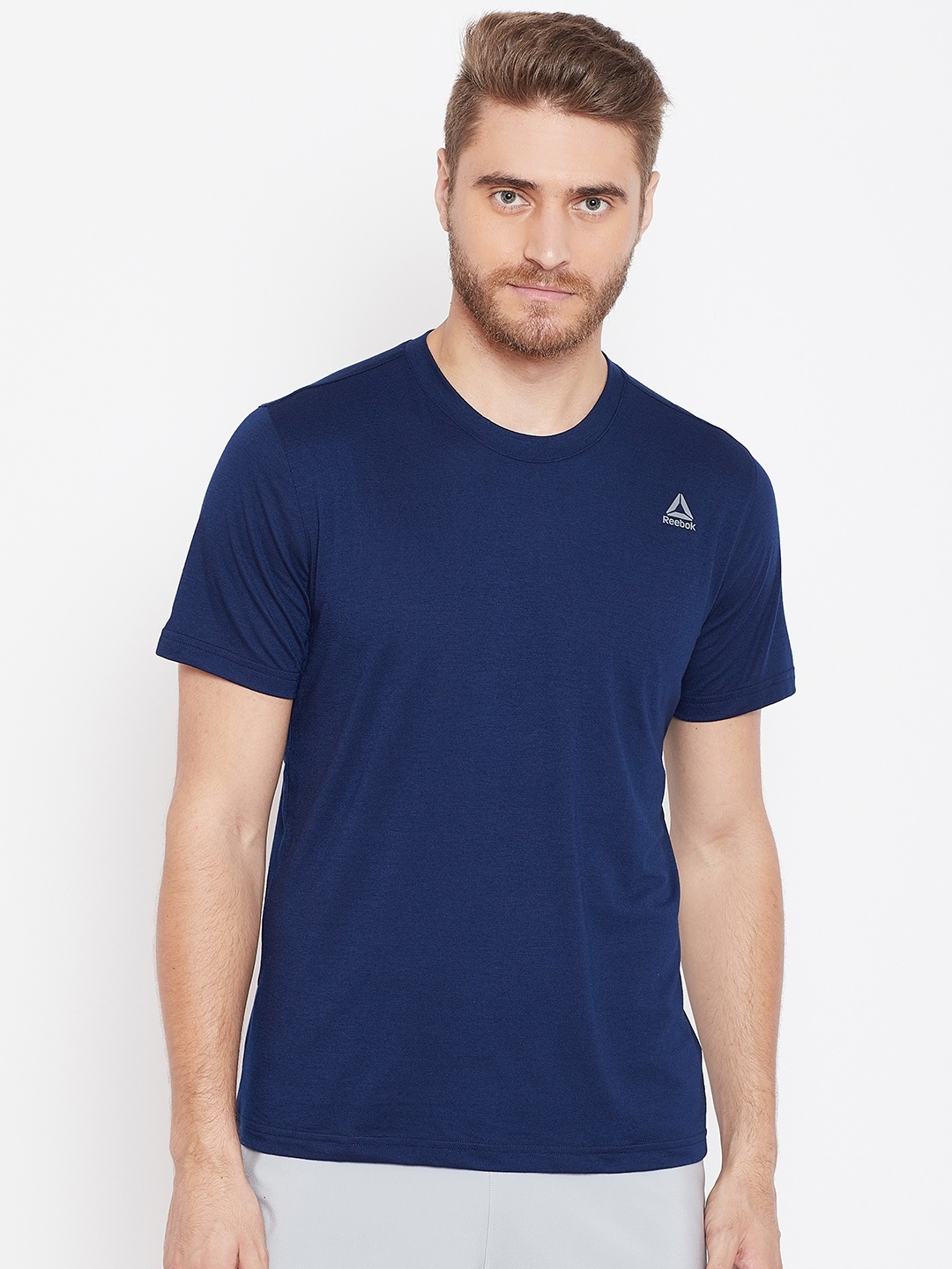 

Reebok Men Navy Blue Hustle T-shirt