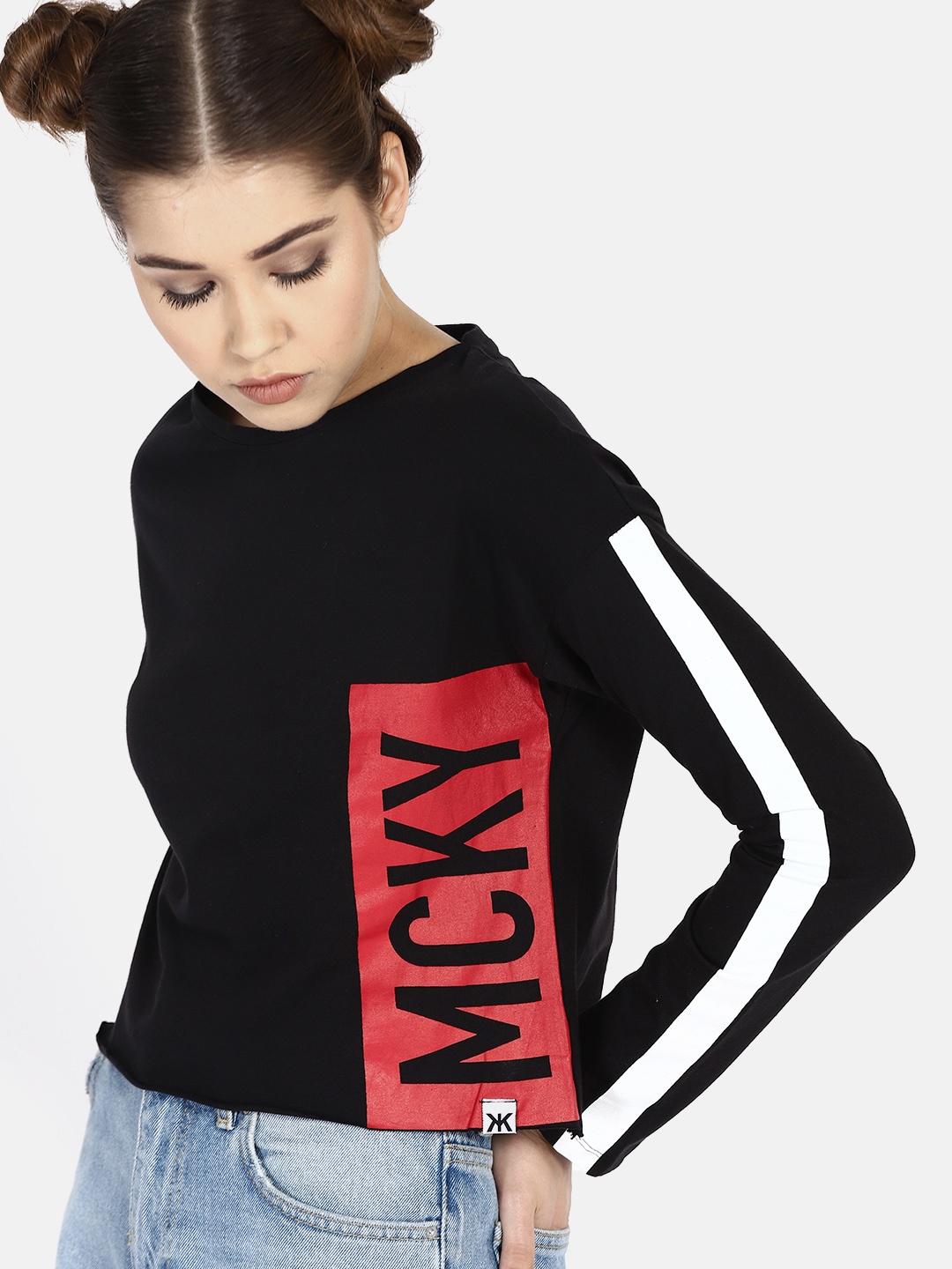 

Kook N Keech Disney Women Black Printed Boxy Crop Pure Cotton Top
