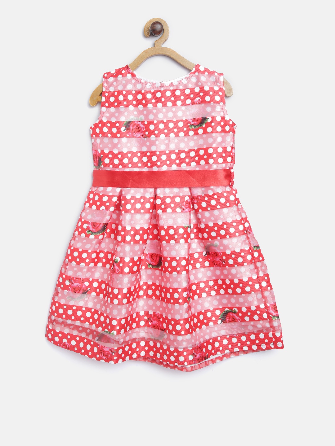 

StyleStone Girls Red & White Polka Dots Printed Fit & Flare Dress