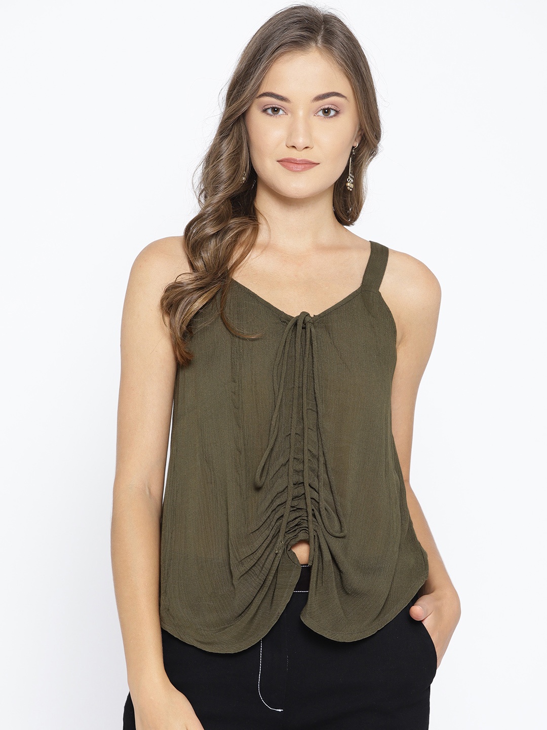 

Vaak Women Olive Green Solid Top