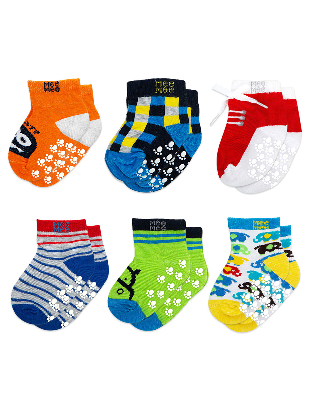 

MeeMee Kids Pack of 6 Assorted Patterned Ankle-Length Socks