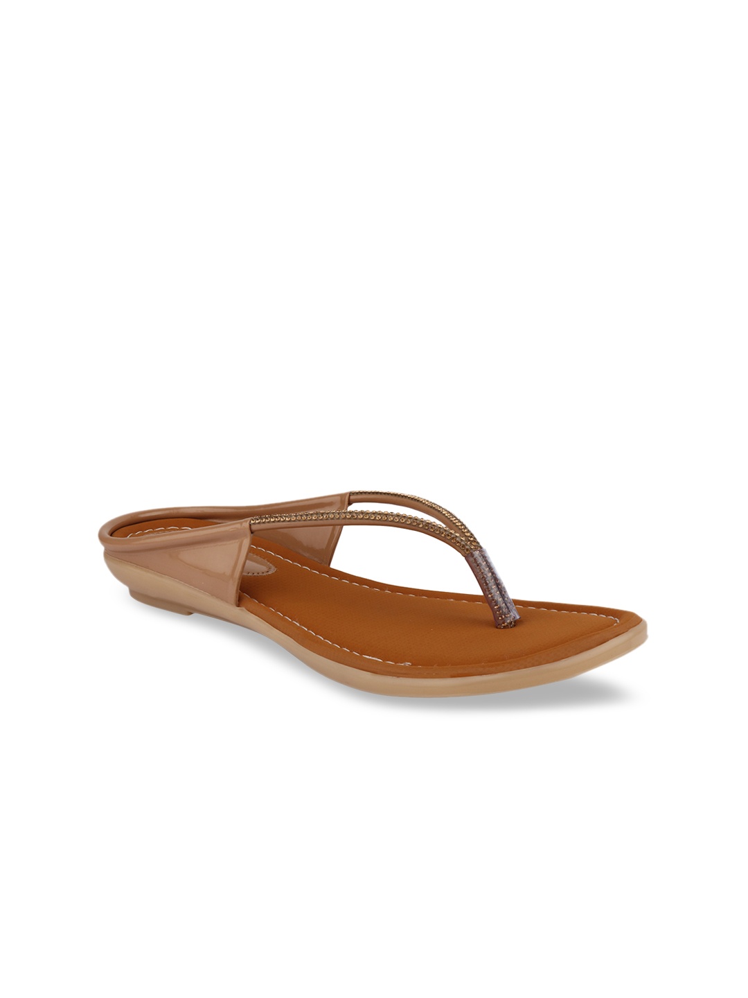 

Shoetopia Women Brown Embellished Open Toe Flats