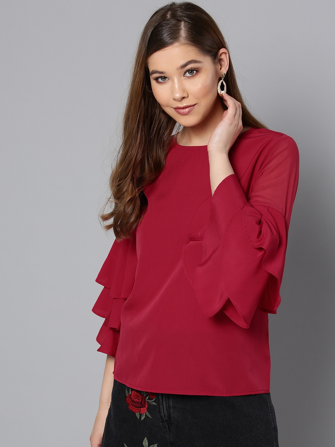 

Harpa Women Maroon Solid Top