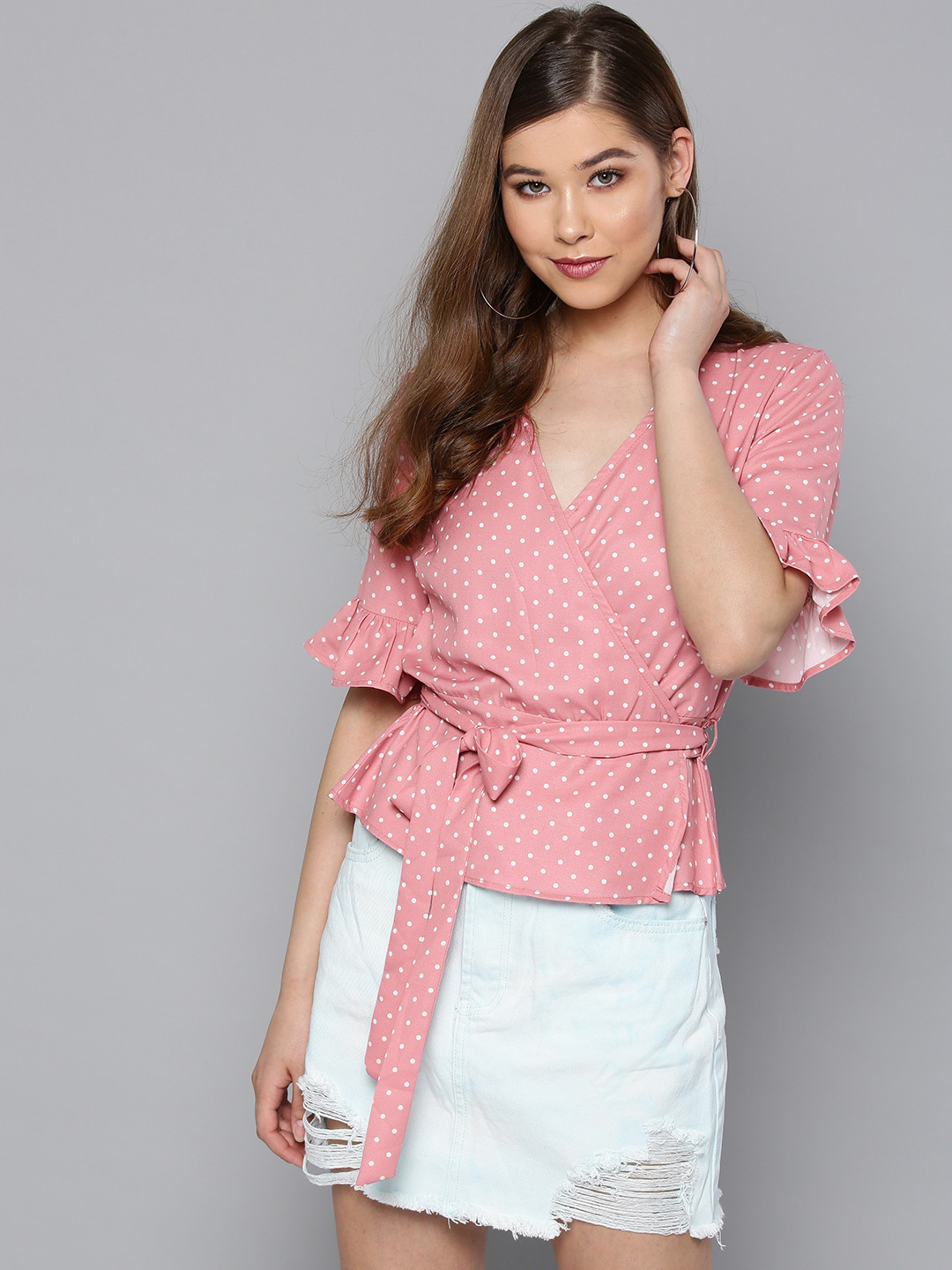 

Harpa Women Pink Printed Wrap Top