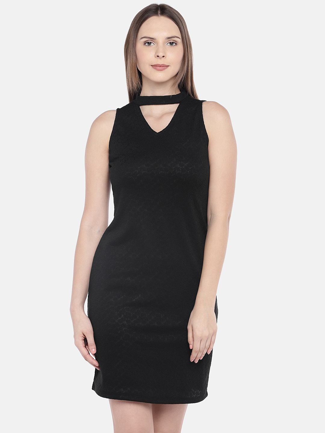 

Globus Women Black Self Design Sheath Dress