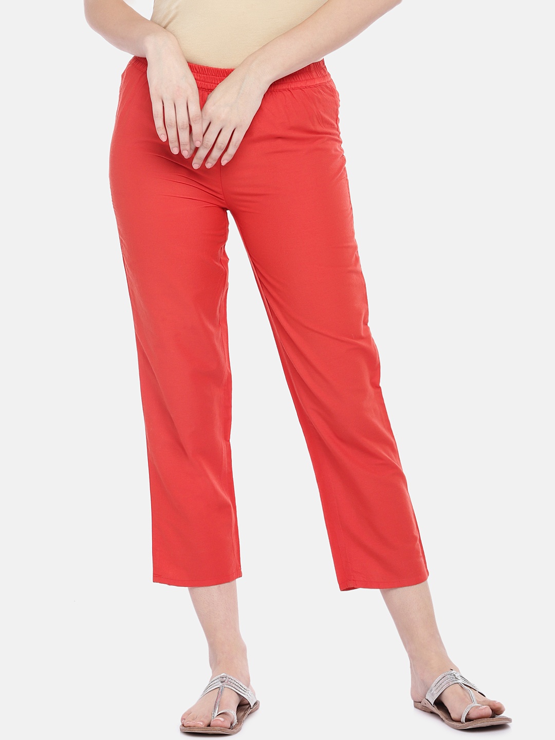 

Globus Women Red Regular Fit Solid Regular Trousers
