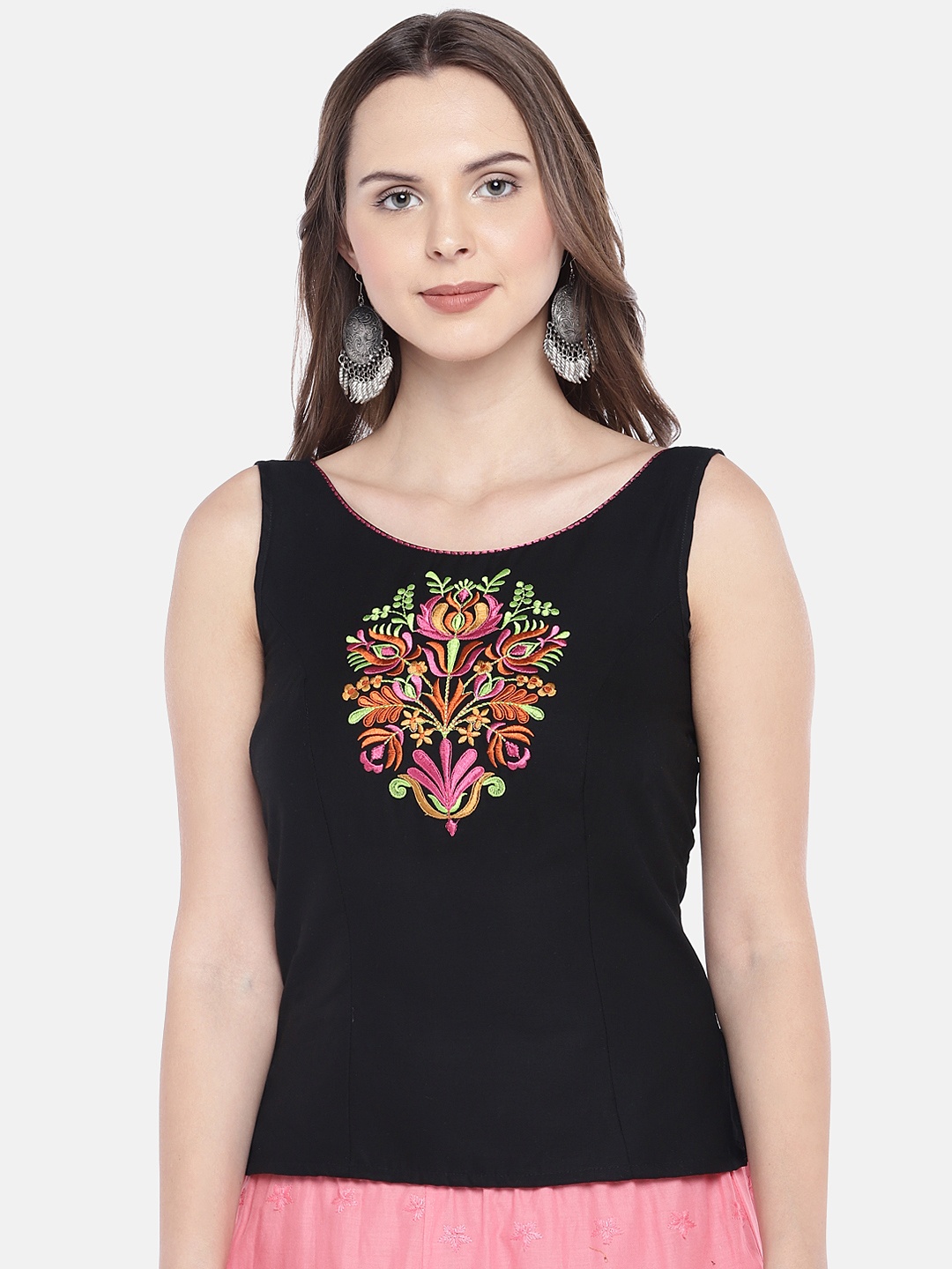 

Globus Women Black Solid Pure Cotton Top