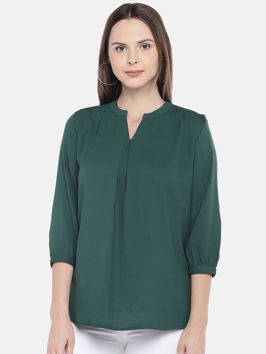 

Globus Women Green Solid Shirt Style Top