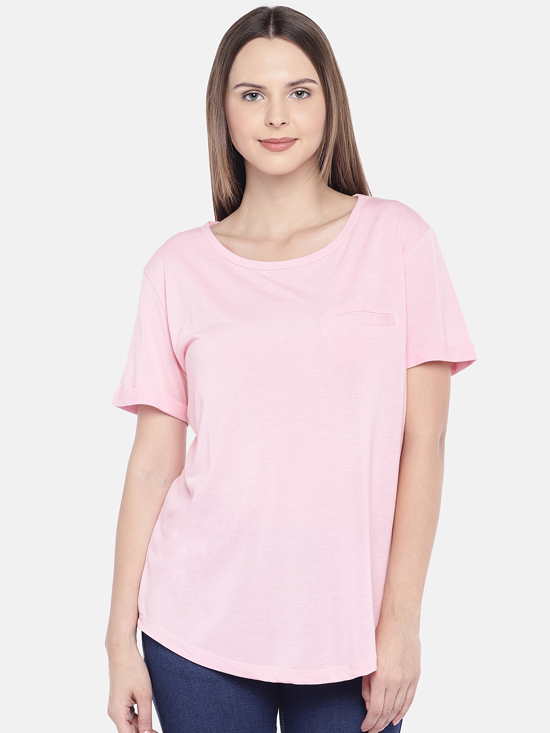 

Globus Women Pink Solid Boxy Top